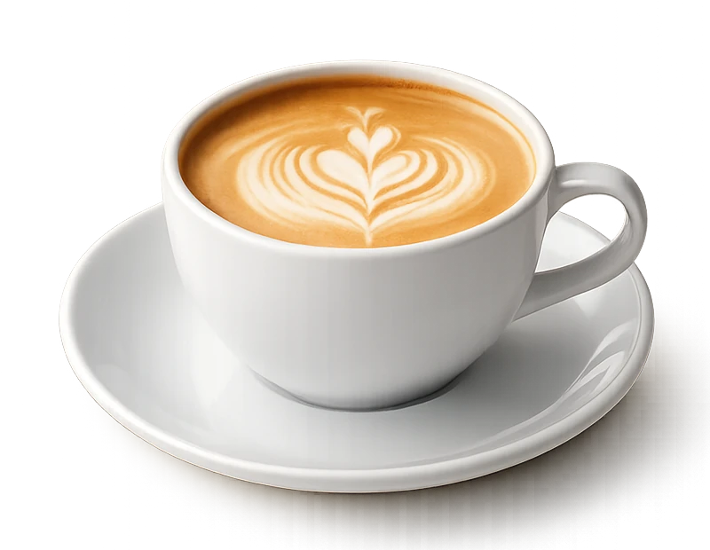 Cup of latte on a white saucer