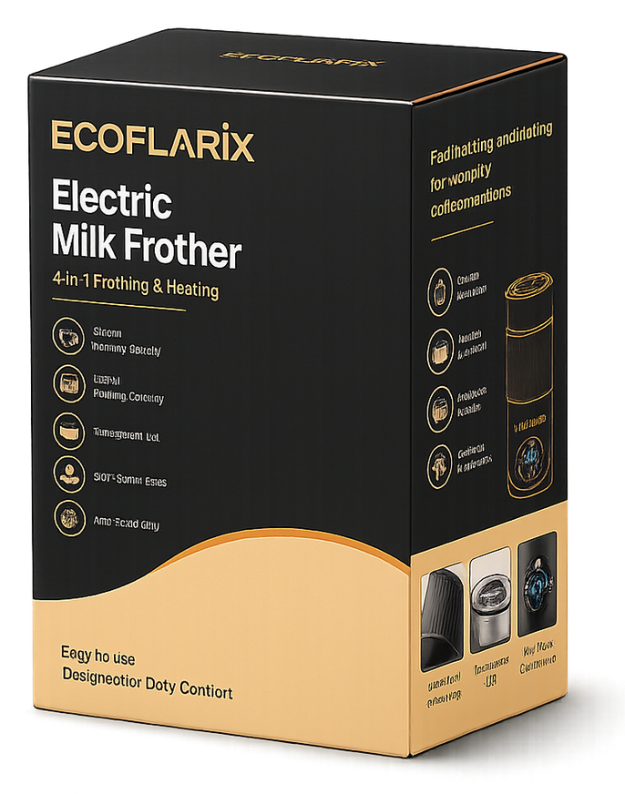 Ecoflarix electric milk frother retail packaging