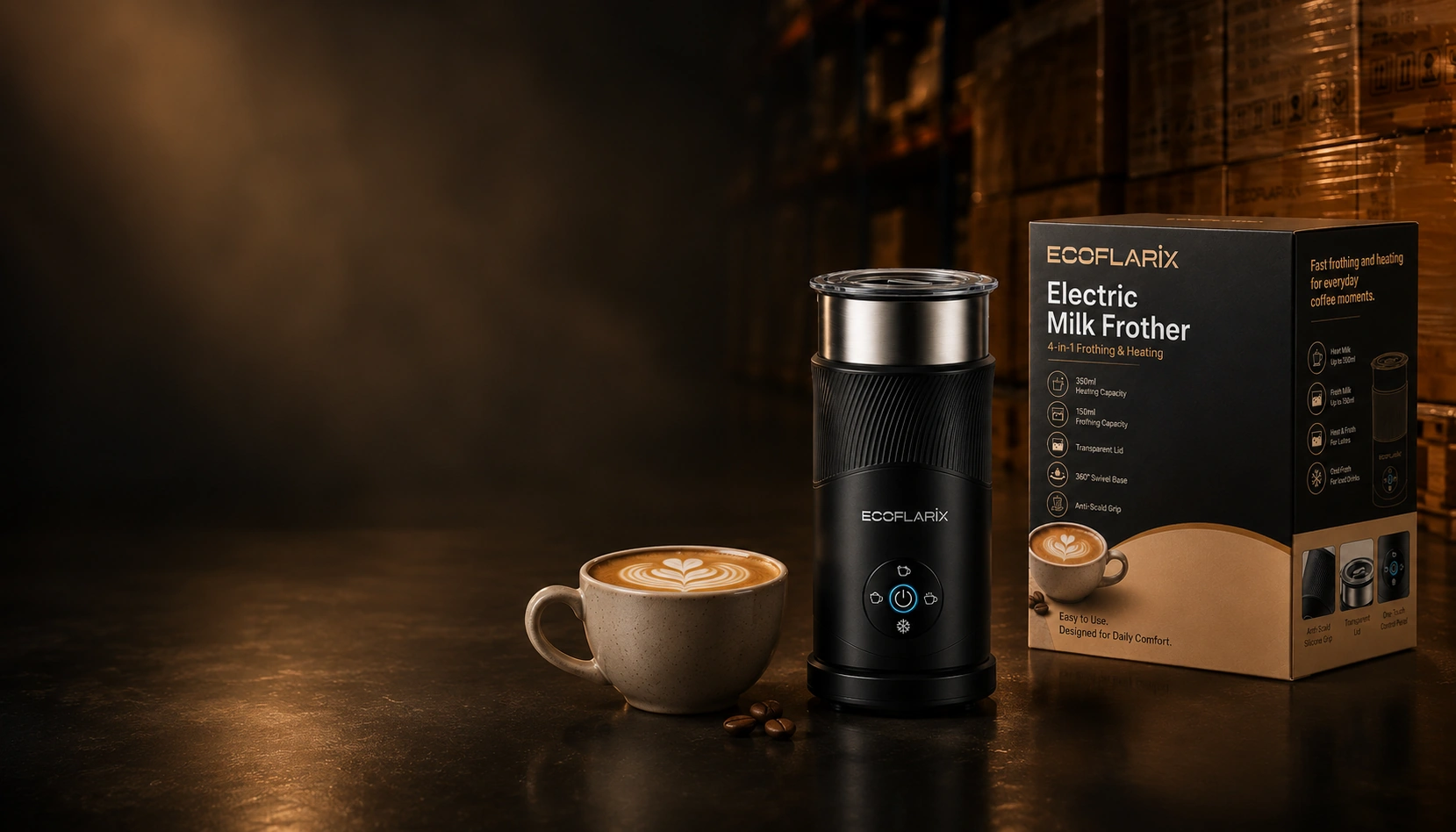 Ecoflarix milk frother and coffee ready for wholesale partnership